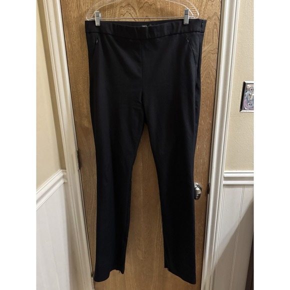 Zara Woman Straight Dress Pants Black Stretch Zipper Pockets Zip Ankle Size XXL - Picture 1 of 8